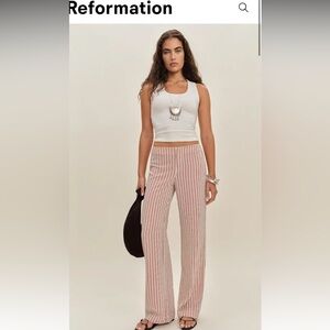 Reformation Vida Low Rise Pant Red Stripe